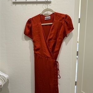 Burnt Orange Wrap Dress